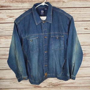 Karl Kani Mens XL Vtg 90s Dark Wash Denim Jean Jacket